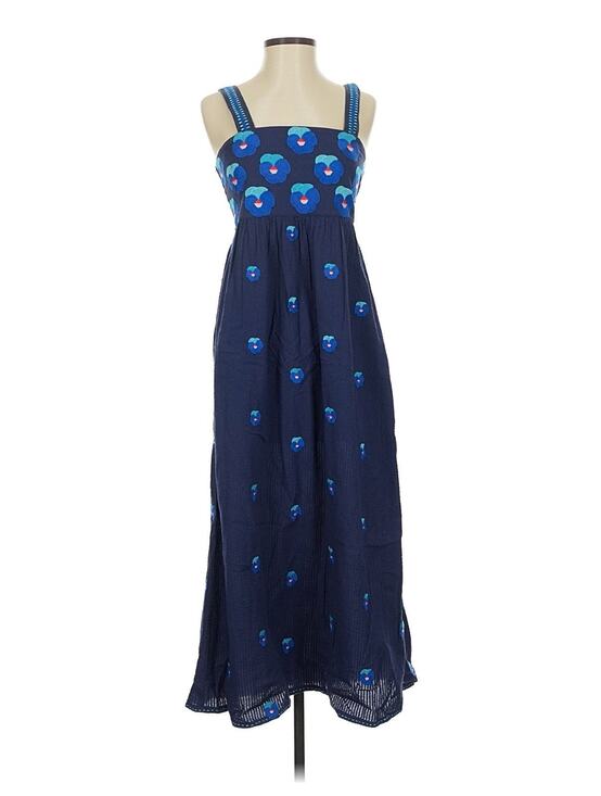 Nimo With Love Dresses & Skirts - Nimo with love Mexican flower dress Blue Floral Midi Anthropologie XS